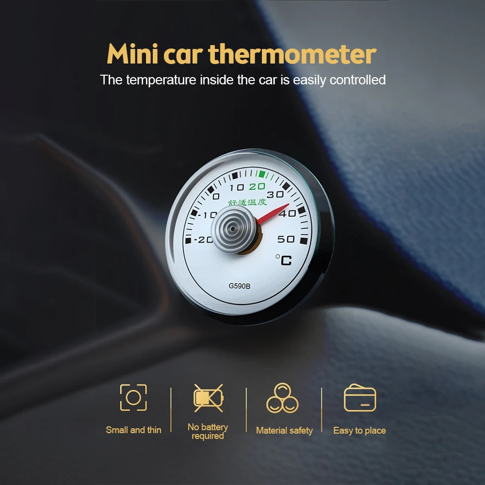 High Accuracy 50mm Dial Type Temperature Gauge Mini Car / Refrigerator Thermometer Self-adhesive Indicator Temp Thermometer - 画像 (2)