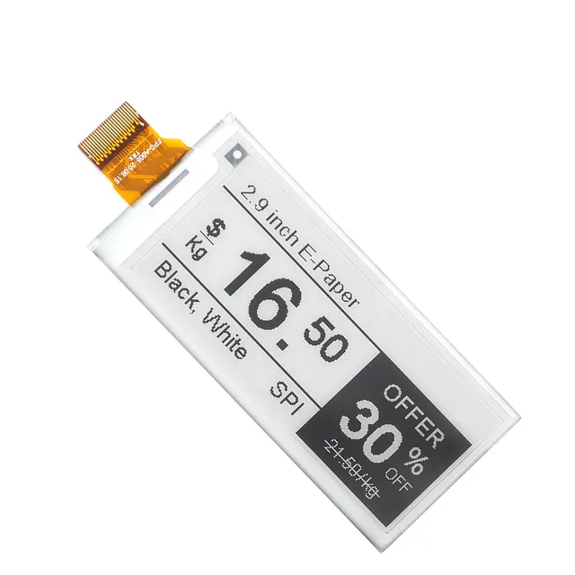 2.9 Inch E-Paper Display 1.5s Fast Refresh 4 Grayscale Black And White, 296x128 E-Ink Screen - Imagen 2
