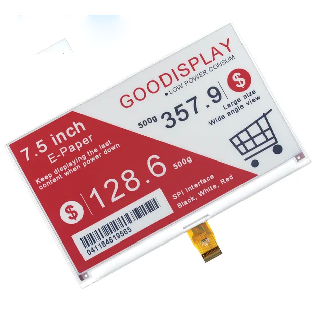 7.5inch E-Paper Red Electronic Paper Display Tri-color E-ink Display 1.3s Partial Update of Black and White Parts - Imagen 2