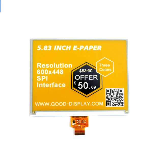 5.83 Inch 3 Color E-Ink Display Module Super Cheap Yellow E-Paper Screen