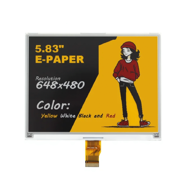 5.83 inch 4-Color E-Paper Display 648x480 SPI Interface E-Ink Screen 12s Fast Refresh