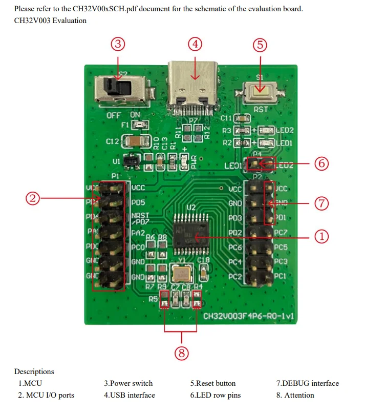 CH32V003 Development Board Kit CH32V003/CH32V203 Evaluation Board WCH QingKe RISC Learning Kit - Imagen 2