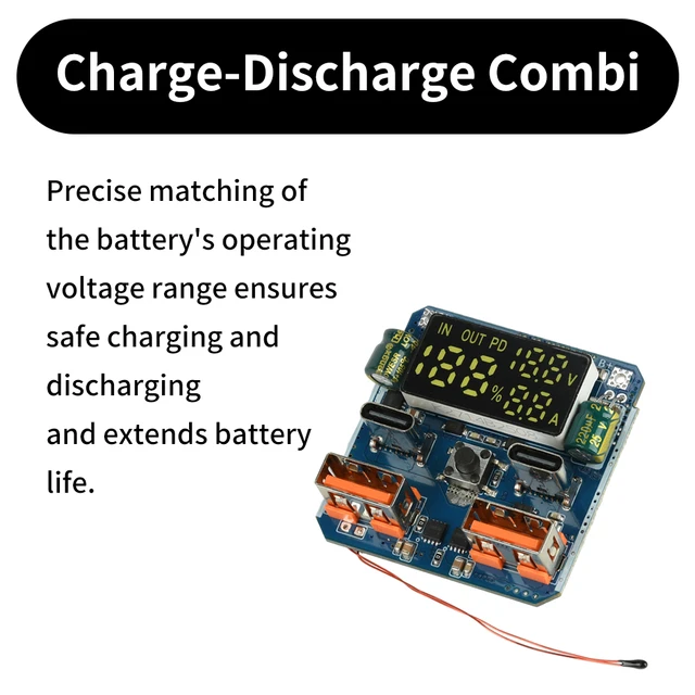 4S 100W Adaptive Bidirectional Fast Charging Module Power Bank Mainboard with Battery Level Display Thermal Control Protectio - 画像 (6)