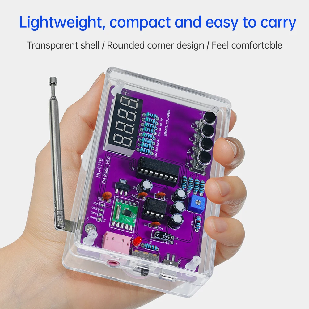 DIY FM Radio Electronic Kit Adjustable Frequency 87-108MHz Digital Display Soldering Project Practice Solder RDA5807S - 画像 (3)