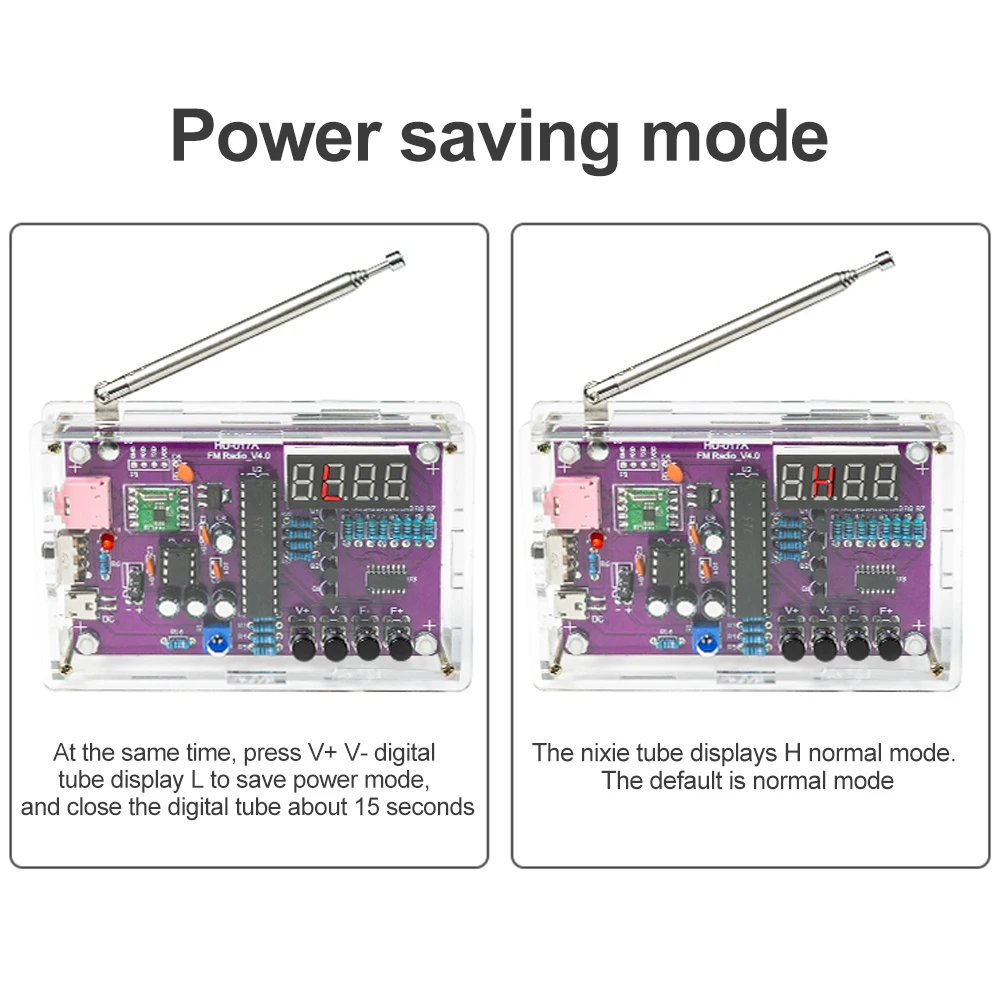 DIY FM Radio Electronic Kit Adjustable Frequency 87-108MHz Digital Display Soldering Project Practice Solder RDA5807S - 画像 (5)