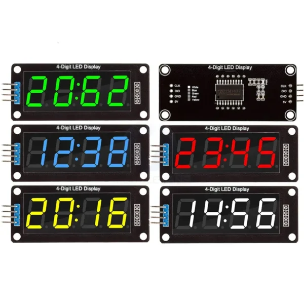 Arduino用HT16K33 LEDディスプレイモジュール 4桁 7セグメント 0.56インチ タイムクロック表示管モジュール 赤 青 緑 黄 白
