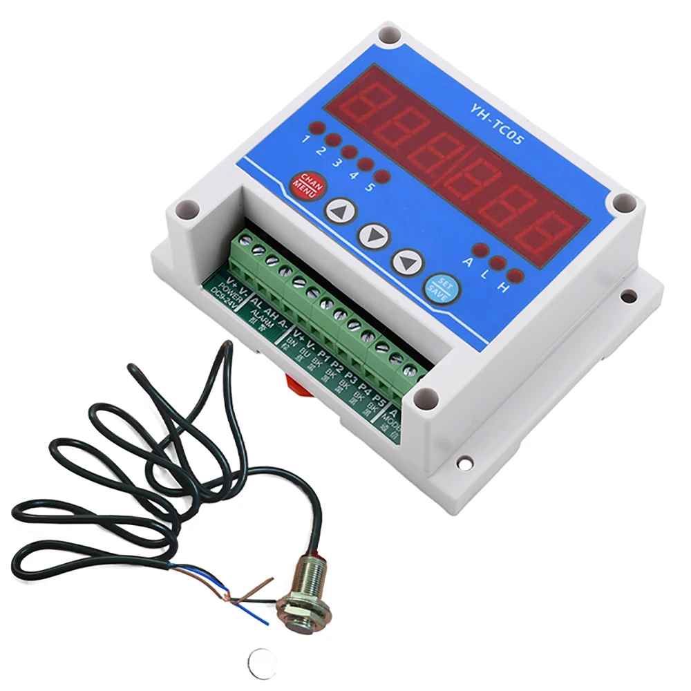 Tacómetro electrónico digital YH-TC05 DC12-24V con pantalla, sensor y medidor de velocidad de motor sin contacto con Modbus.