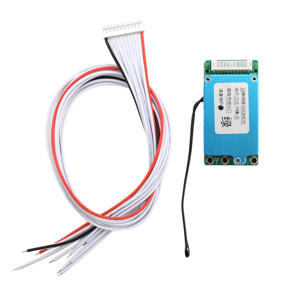 Placa de protección para baterías de litio Li-ion Lipolymer 18650 BMS 10S 36V 15A, protección contra cortocircuitos, control de temperatura NTC.