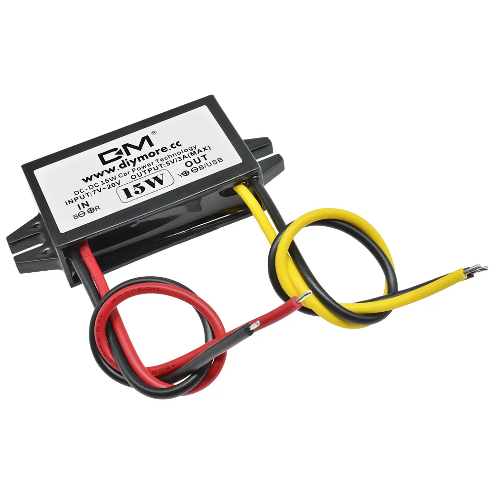 DC-DC 12V to 5V 3A 15W Car Power Converter Micro Mini USB Step Down Voltage Power Supply Output Adapter with Reverse Protection - 画像 (3)
