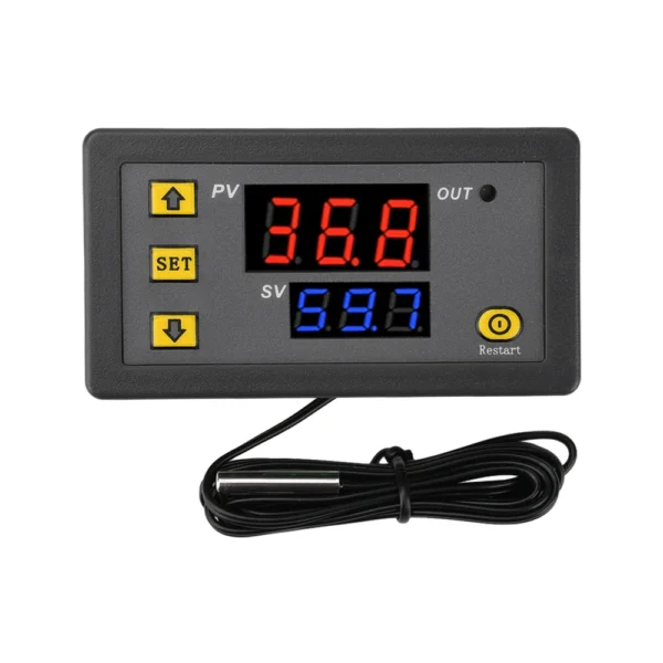 W3230 12V 24V AC110-220V プローブライン 20A デジタル温度制御 LEDディスプレイ サーモスタット 暖房/冷房制御機器付き