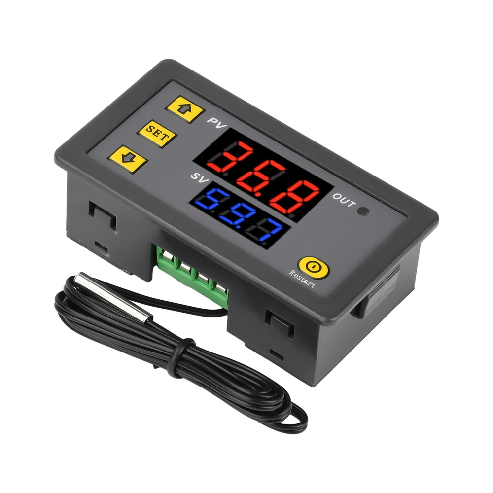 W3230 12V 24V AC110-220V Probe line 20A Digital Temperature Control LED Display Thermostat With Heat/Cooling Control Instrument - Imagen 3
