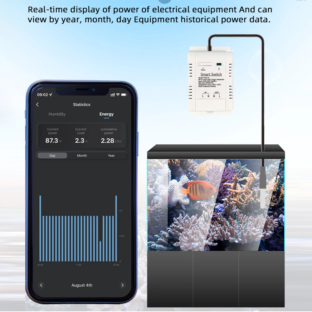 Tuya TH-16 Smart Wifi Switch 16A/3000W Monitoring Temperature Sensor RF433 remote Control Compatible with Alexa Google Home - Image 2