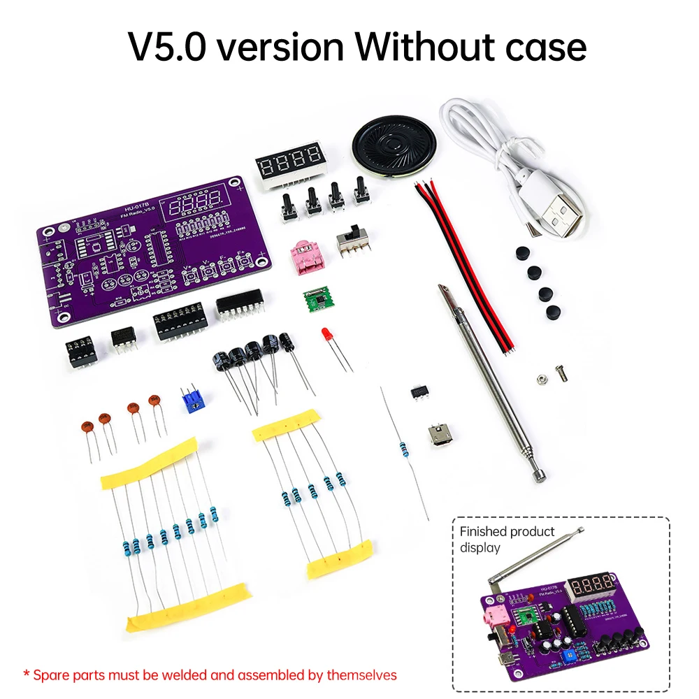 DIY FM Radio Electronic Kit Adjustable Frequency 87-108MHz Digital Display Soldering Project Practice Solder RDA5807S - 画像 (6)