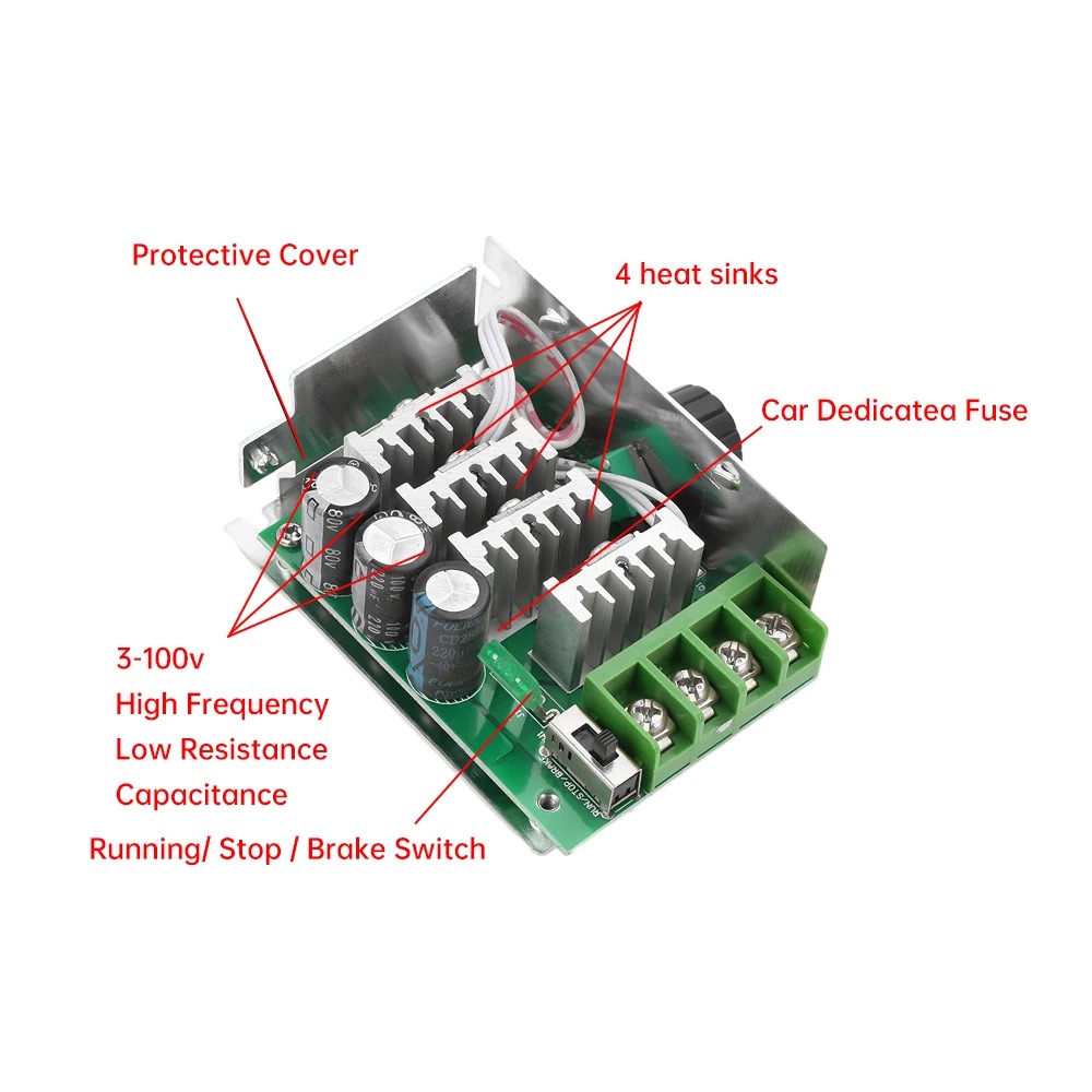 PWM 30A 7-70V DC Motor Speed Controller Module 12V 24V 48V 60V Adjustable Speed Regulator Control Governor Switch - 画像 (4)