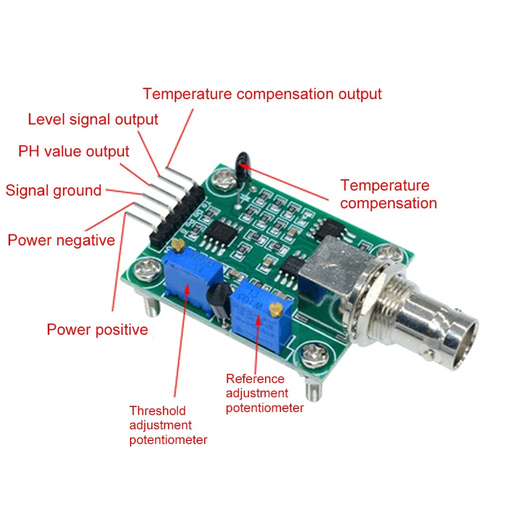 Liquid PH Value Detection Sensor Module 0-14PH Electrode Probe BNC Monitoring Control Board For Arduino BNC Electrode Probe - Imagen 6