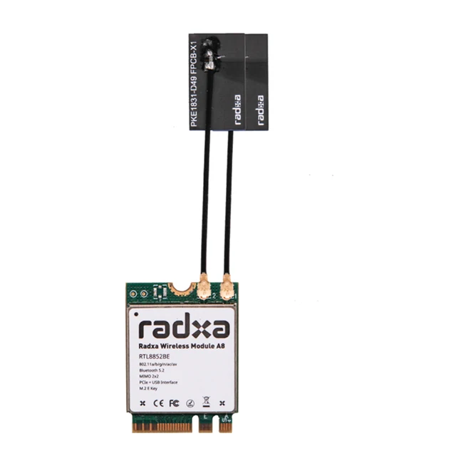 Radxa Wireless Module A8 WiFi6 / BT5.2 Dual Antenna Supports PCIe M.2 E K - Imagen 3