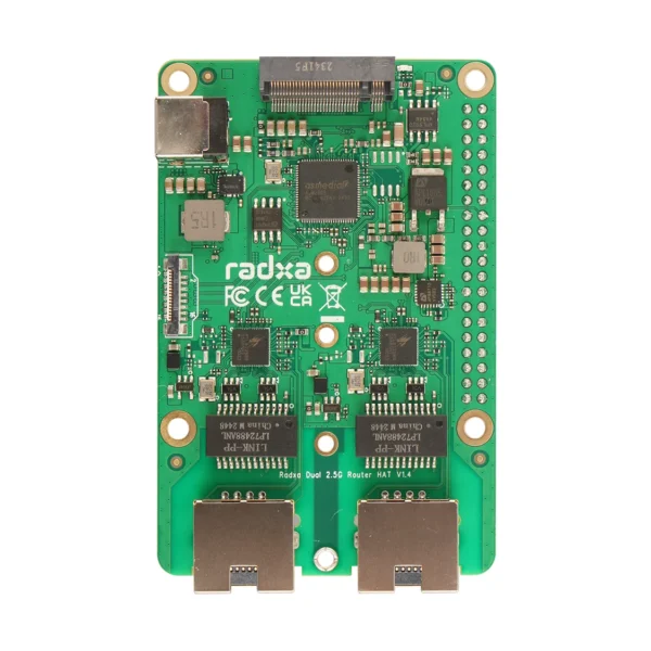 HAT de enrutador Radxa Dual 2.5G, dos puertos Ethernet de 2.5G, SSD NVMe, FPC PCIe, diseñado para placas base Radxa y Raspberry Pi 5.