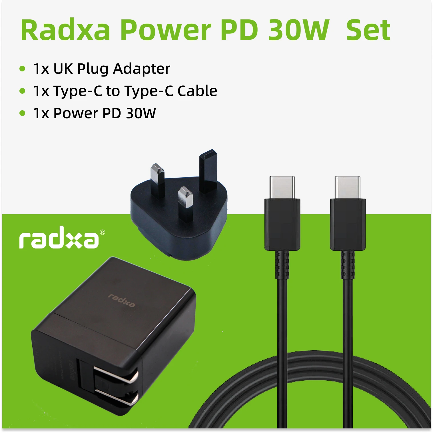 Radxa Power PD 30W and Power Plug Adapter EU/AU/UK and C to C Cable for PD 30W-normal - Imagen 3