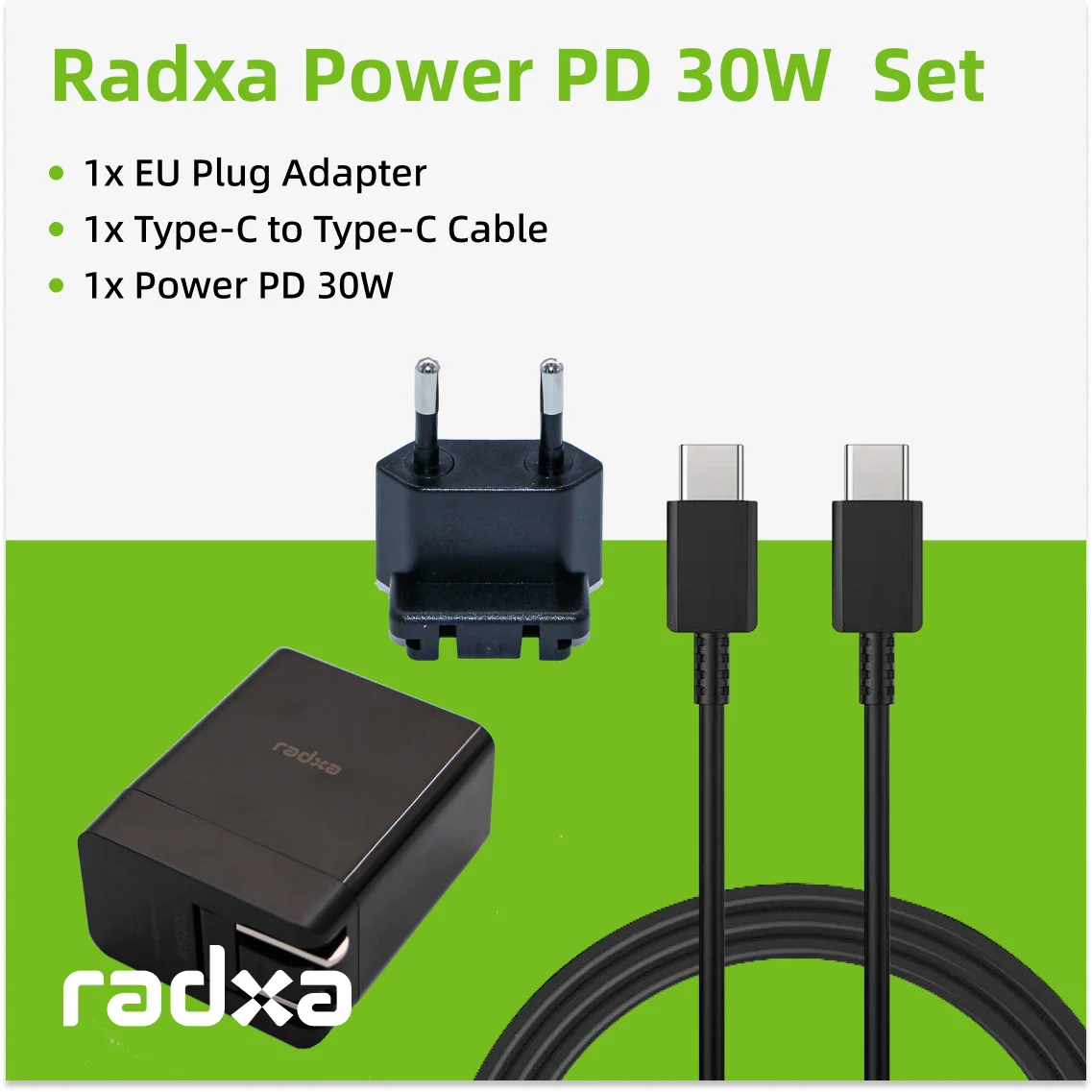 Radxa Power PD 30W and Power Plug Adapter EU/AU/UK and C to C Cable for PD 30W-normal - Imagen 2