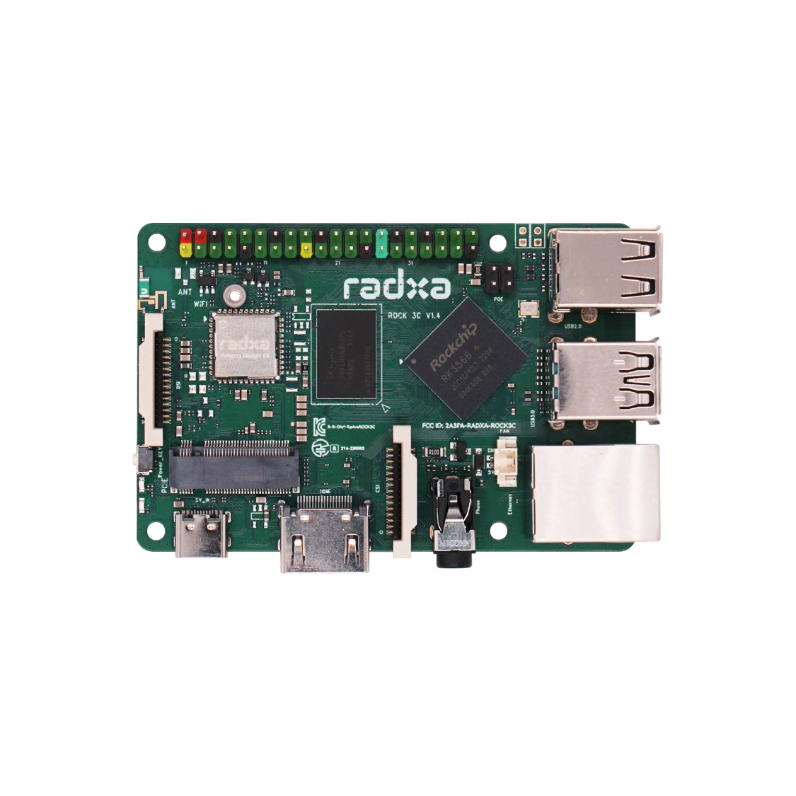 Radxa ROCK 3C RK3566 4コアCPU搭載シングルボードコンピュータ(SBC)、GPU、NPU、HDMI(4K出力対応)