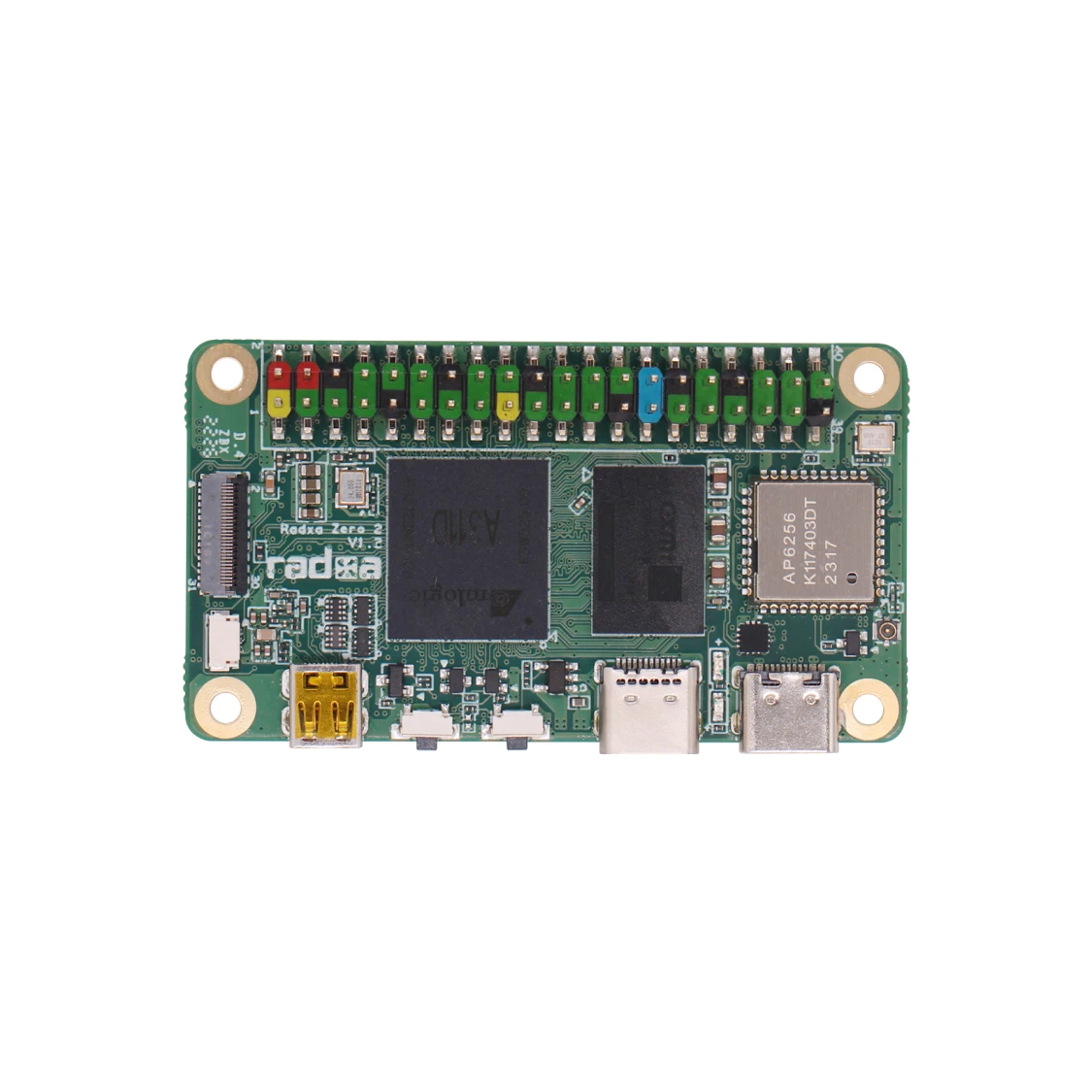 Radxa ZERO 2 Pro, ordenador de placa única con CPU Amlogic A311D de 6 núcleos, GPU, NPU, WiFi 5 y Bluetooth 5, y memoria eMMC integrada.