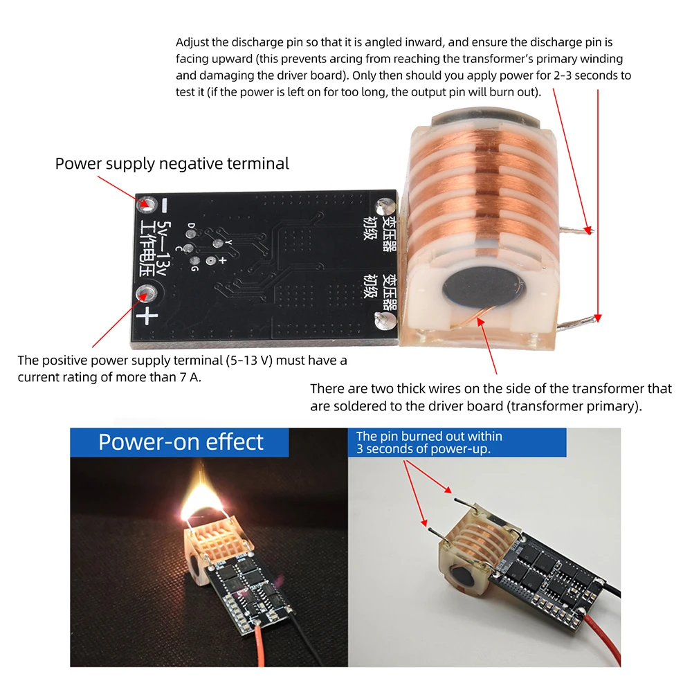 20KV High Voltage Generator Arc Igniter Module with Overheat Protection for DIY Electronics and Scientific Experiments - 画像 (3)