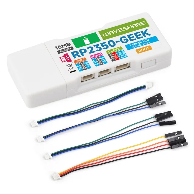1.14inch 65K Color LCD RP2350-GEEK Development Board, USB Debugging Downloader, With White Plastic Case - 画像 (2)