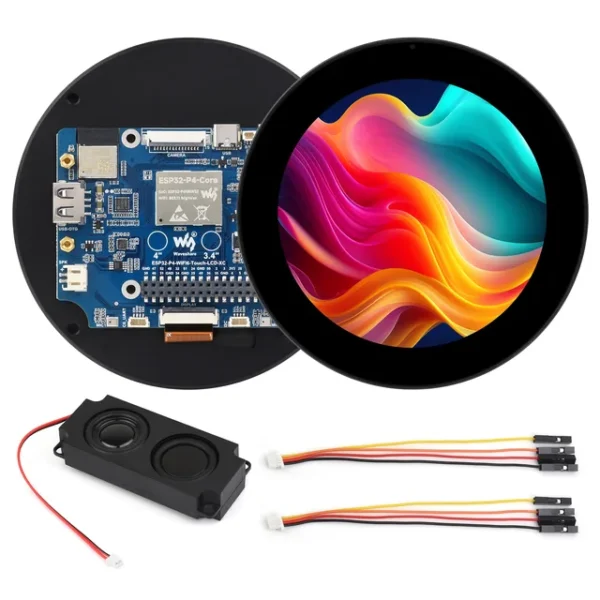 ESP32-P4 3.4/4インチ円形タッチディスプレイ、Wi-Fi 6 / Bluetooth 5 (LE)対応、ESP32-P4ベース、静電容量式10点マルチタッチ