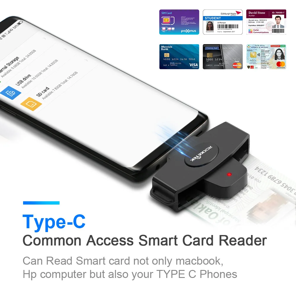 Rocketek CSCR3 Smart CAC Card Reader Type-c Bank Tax Declaration SIM Card/IC Card ID Card Reader - Imagen 4