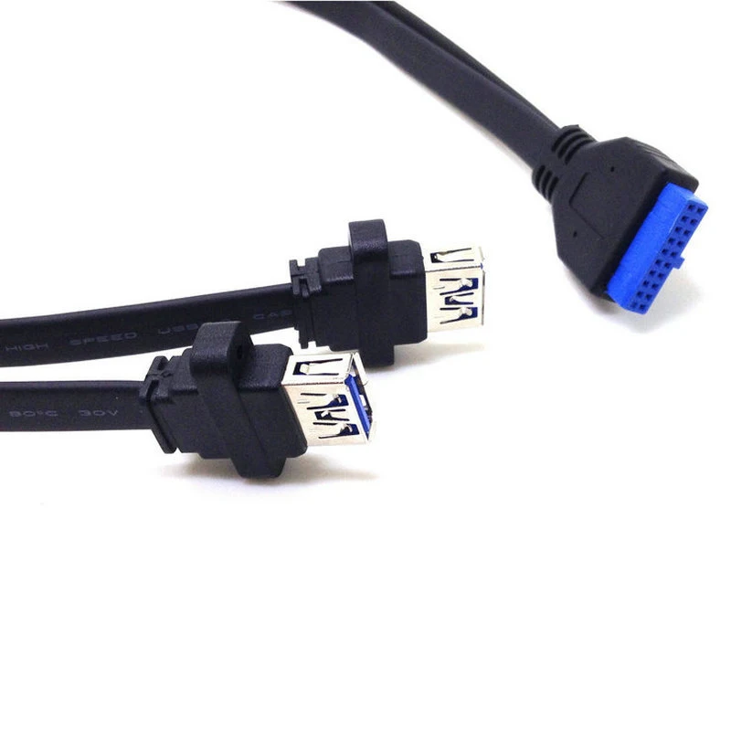 デュアル2ポートUSB 3.0フロントパネル延長ケーブル(Aタイプメス-20ピンボックスヘッダーメススロットアダプタケーブル)1個