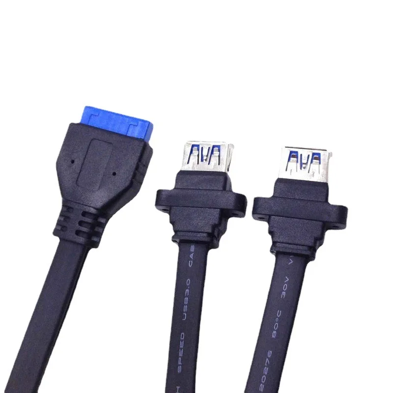 1pc Dual 2 Port USB 3.0 Front Panel Extension Cable A Type Female to 20 Pin Box Header Female Slot Adapter Cable - 画像 (4)