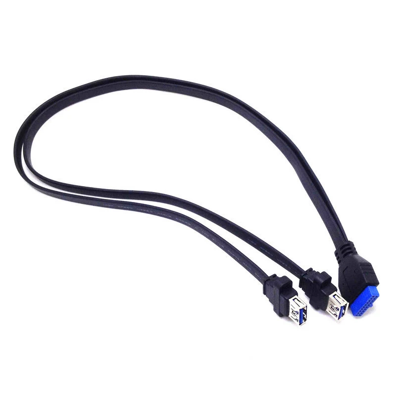1pc Dual 2 Port USB 3.0 Front Panel Extension Cable A Type Female to 20 Pin Box Header Female Slot Adapter Cable - 画像 (2)