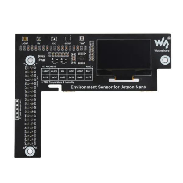 Módulo de sensores ambientales diseñado para Jetson Nano, con bus I2C y pantalla OLED de 1,3 pulgadas
