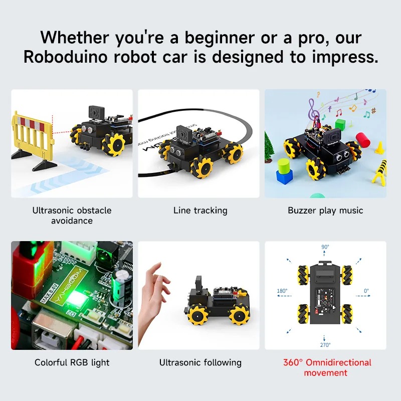 360 degree omnidirectional movement Roboduino V2 mental robot car with real-time video transmission function based on U-N-O R3 - 画像 (5)