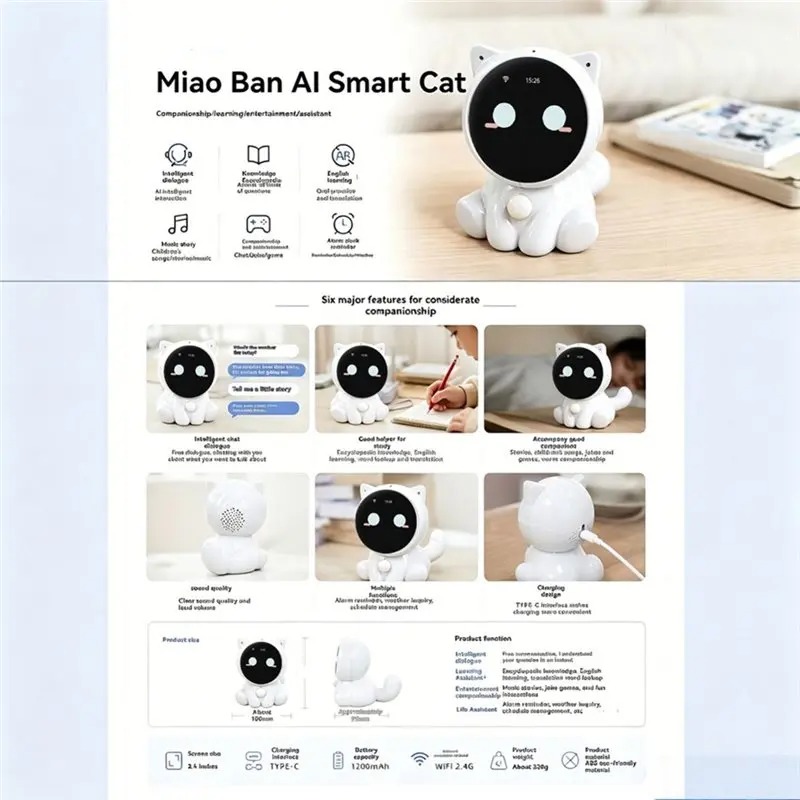 AI Robot Echo Ear Learning Education AI Assistant Chatbot Emotional Interactive Companion Gift For Children - 画像 (4)