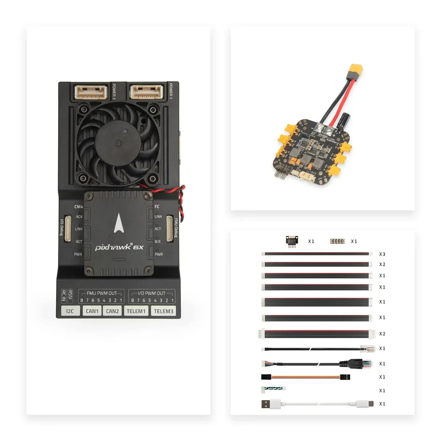 HolyBro Pixhawk RPi CM4 - Baseboard with Pixhawk 6X (ICM-45686) Flight Controller PM03D