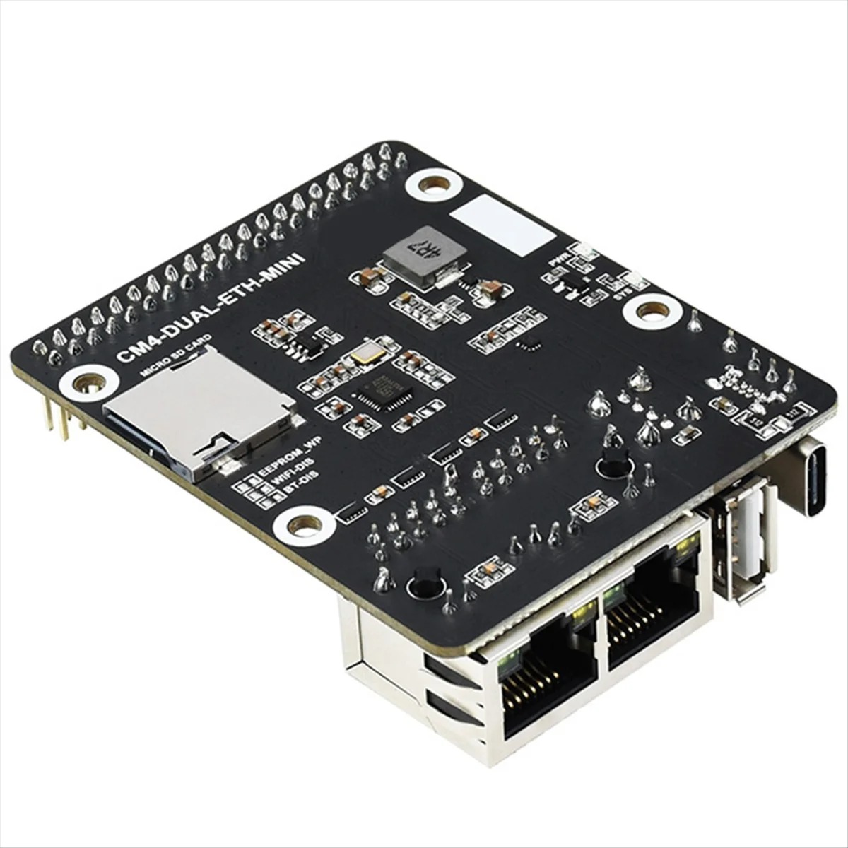 MINI Dual Ethernet CM4 Carrier Board for RPI Compute Module 4 Lite EMMC Expansion Base Board - 画像 (3)