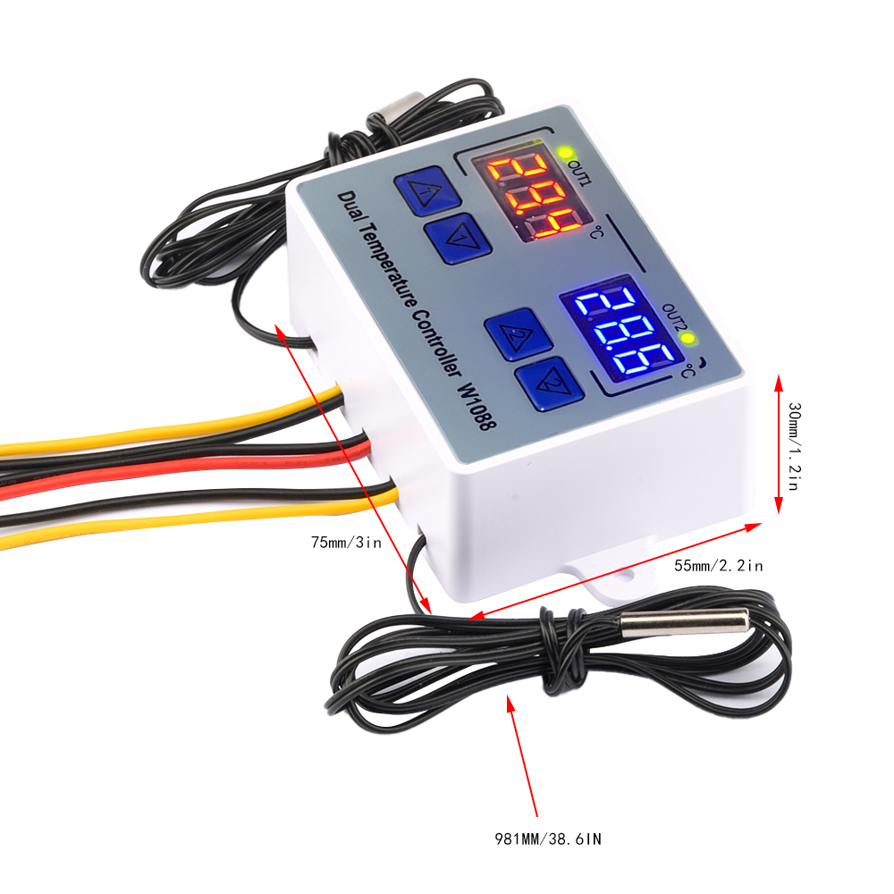 W1088 Dual LED Digital Temperature Sensor Meter Controller Electric Heating Thermostat 220V Aquarium Incubator Thermoregulator — reference image 7