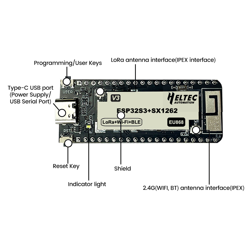 433-510MHZ/ 863-928MHZ Wireless stick lite ESP32+LoRa V3 development board compatible with ESP32-S3 node Type – C — reference image 9