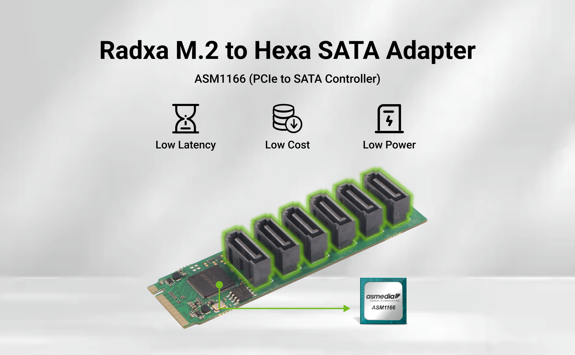 Radxa M.2 to 6x SATA Adapter, M.2 M Key Interface, 6x SATA 3.0 Ports — reference image 2