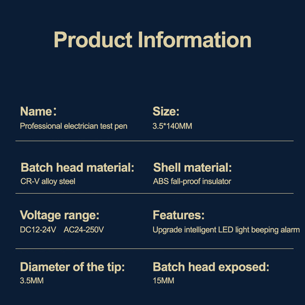 AC24-250V DC12-24V Intelligent Voltage Tester Pen Electric Screwdriver Test Pencil Induction Power Detector Circuit Indicator — reference image 17