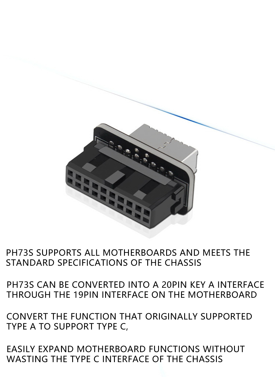PH73S Motherboard USB3.019P/20P To Type-E 90 Degree Adapter Chassis Front Type-C Plug-In Port — reference image 4