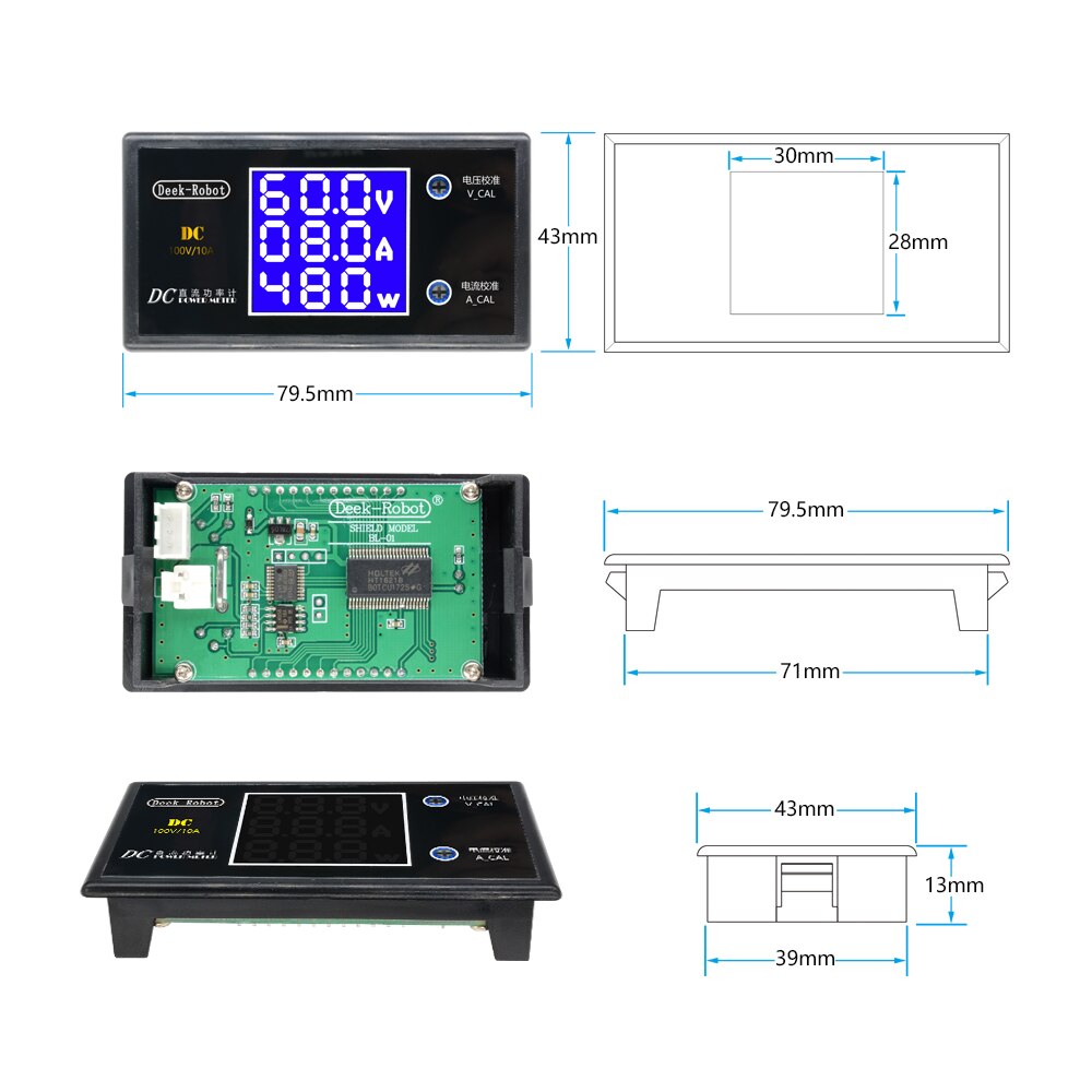LCD Digital Voltmeter Ammeter Wattmeter Voltage Current Power Meter Volt Detector Tester Monitor DC 0 to 100V 10A 1000W — reference image 3