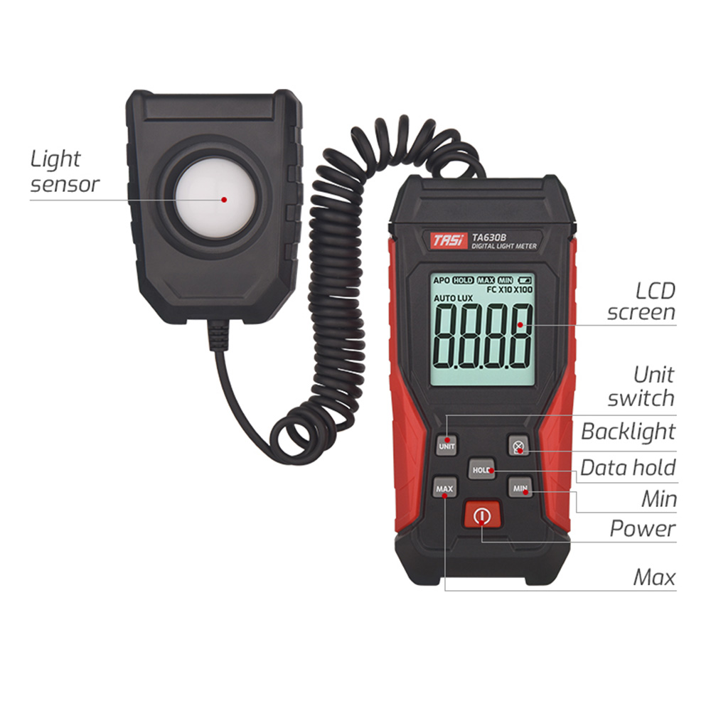 TASI TA630 Luxometer Professional Lux Meter Handheld Light Meter High Accuracy Luxmeter 0.1-200000LUX Illuminometer Photomete — reference image 4