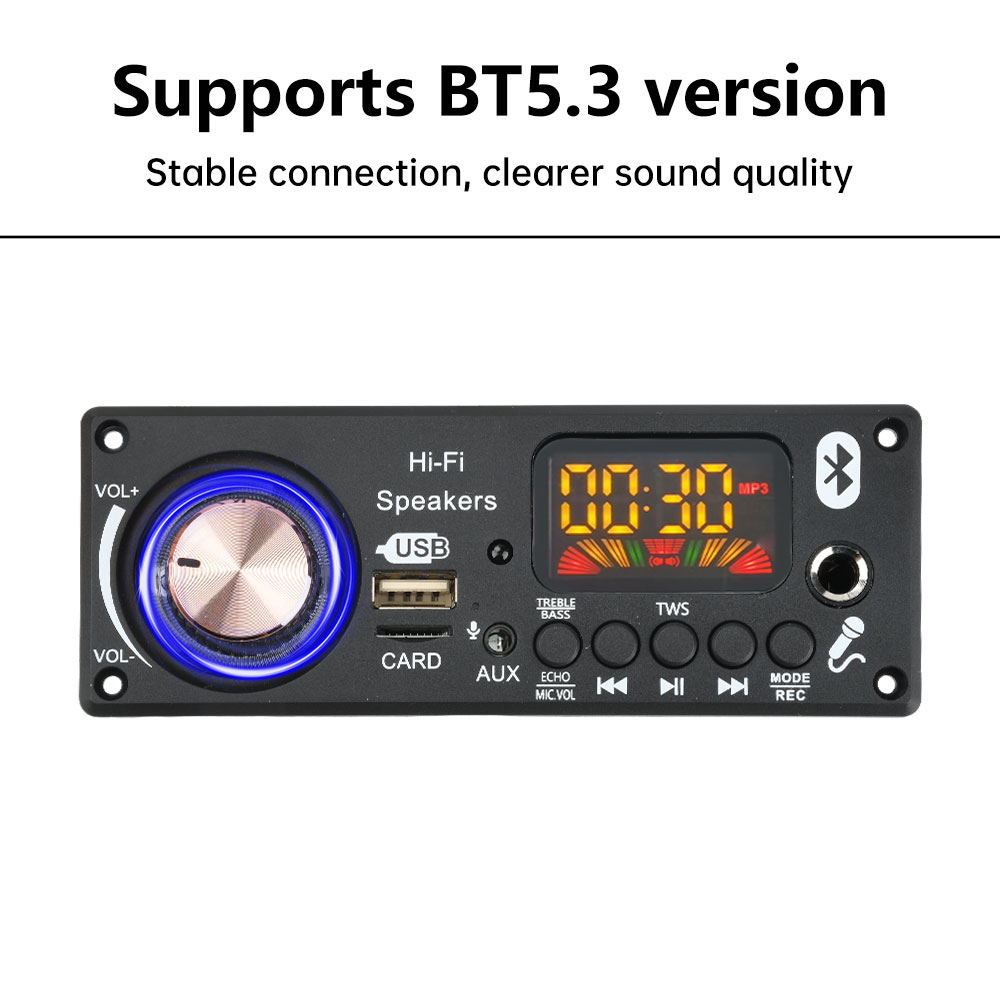 DC12V MP3 Bluetooth Decoder Board BT5.3 Amplifier Car Audio DIY Music Player FM Radio Module RGB TF AUX USB Mic Record WAV APE — reference image 1