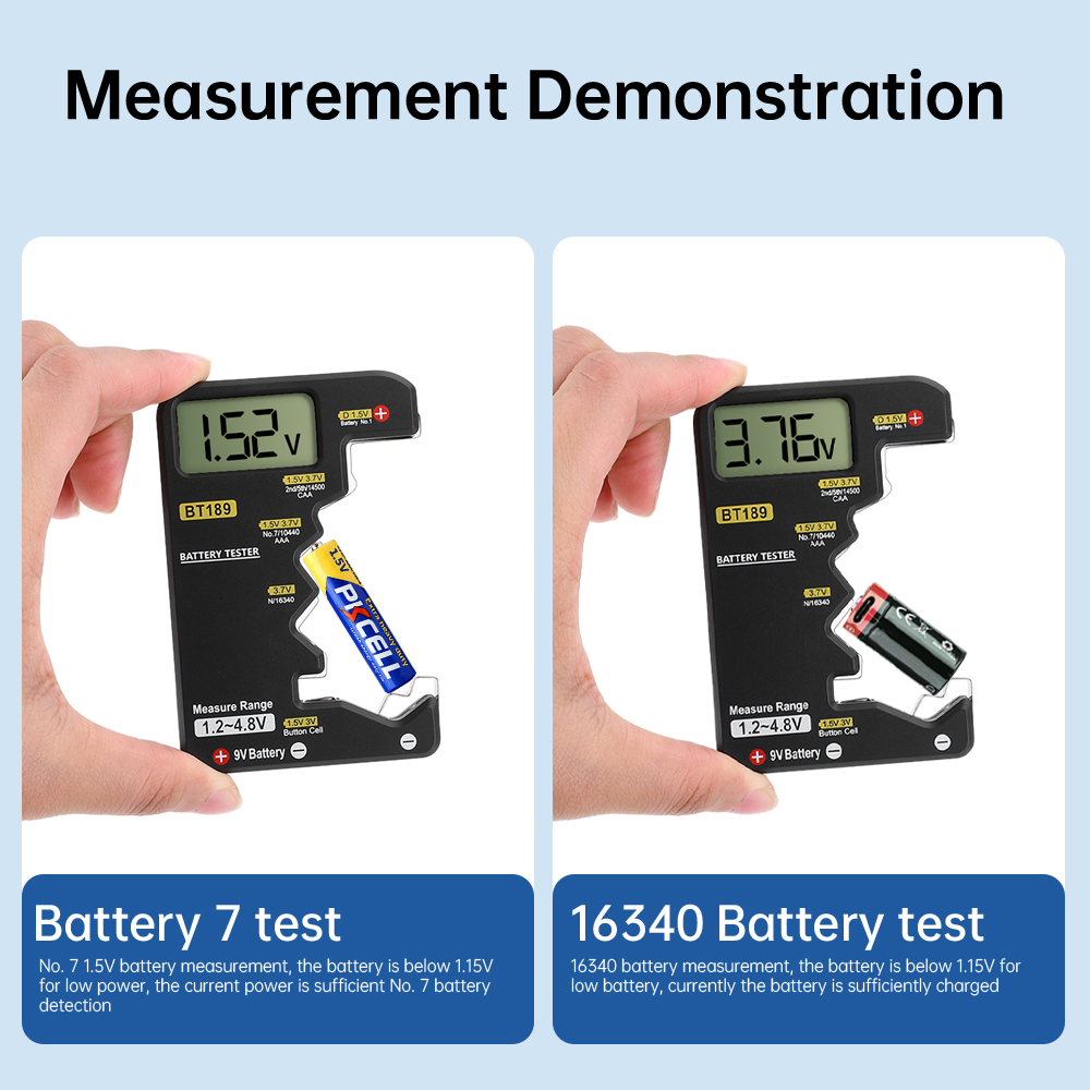 BT189 Ultra-small Battery Tester 9V AAAAA Button Cell Universal Household LCD Digital Display Battery Tester Power Bank Detector — reference image 6