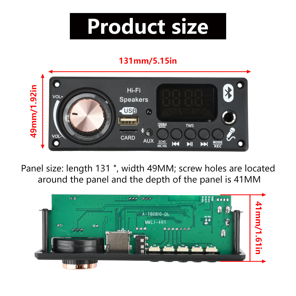 DC12V MP3 Bluetooth Decoder Board BT5.3 Amplifier Car Audio DIY Music Player FM Radio Module RGB TF AUX USB Mic Record WAV APE — reference image 14