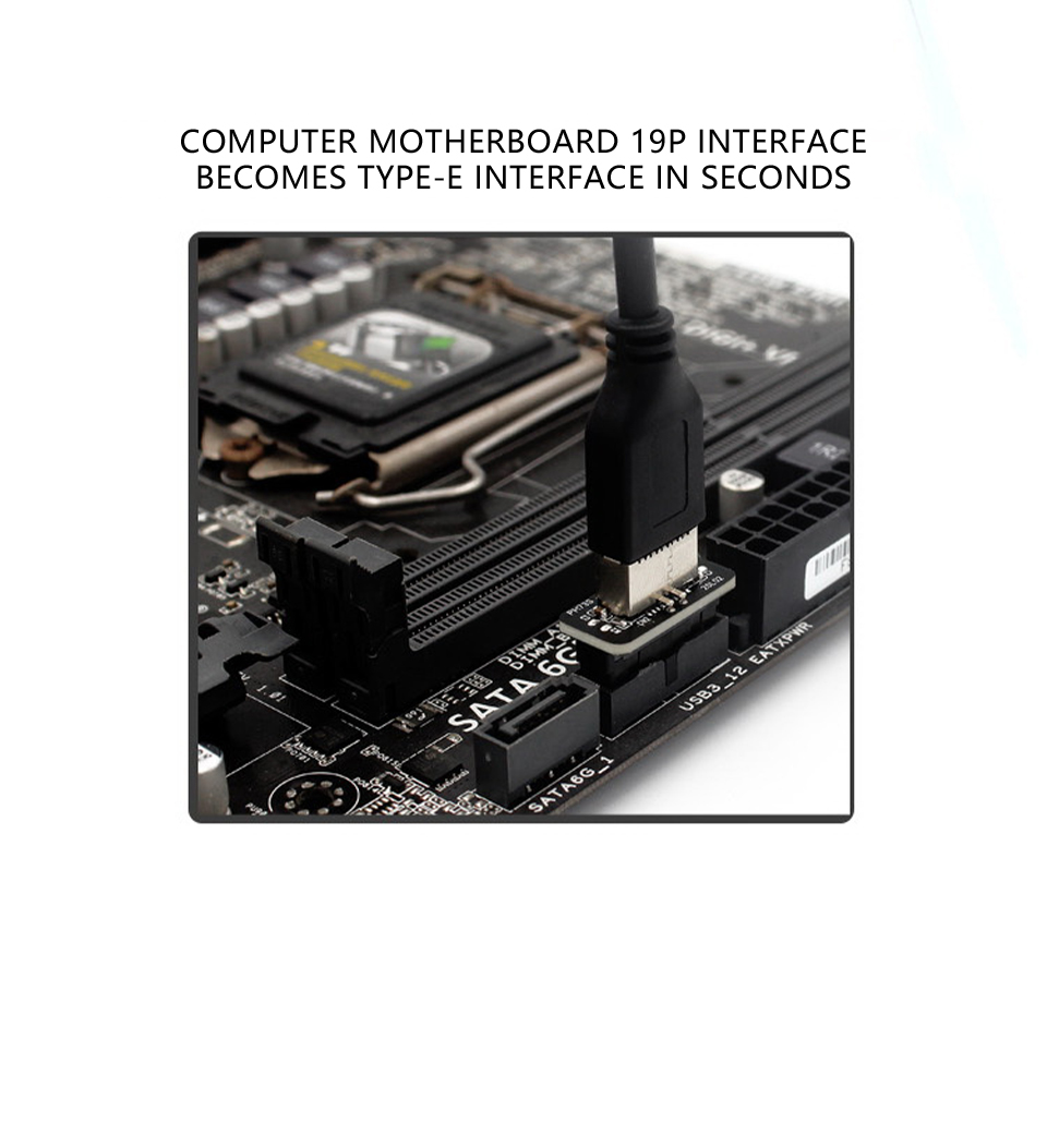 PH73S Motherboard USB3.019P/20P To Type-E 90 Degree Adapter Chassis Front Type-C Plug-In Port — reference image 6
