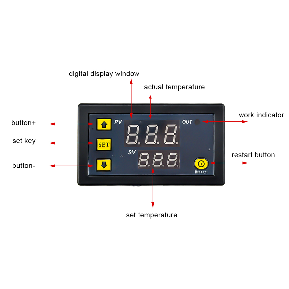 W3230 12V 24V AC110-220V Probe line 20A Digital Temperature Control LED Display Thermostat With Heat/Cooling Control Instrument — reference image 6