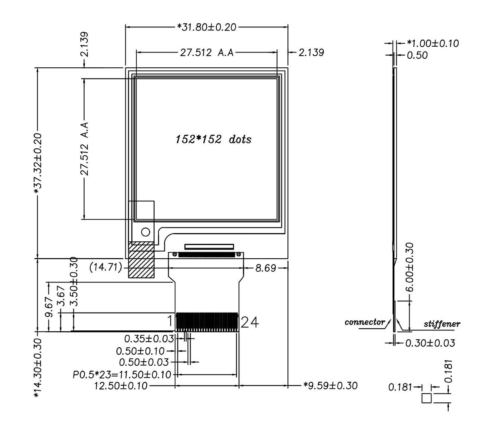 1.54″ 4-color Multi-color E-Paper Display, black, white, yellow and red 152×152 E-Ink Screen — reference image 1